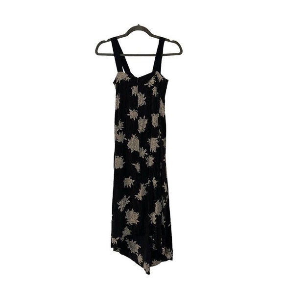 Vince Silk Midi Dress Midnight Blue Floral Sleeveless Asymmetric Size XS - Picture 4 of 7